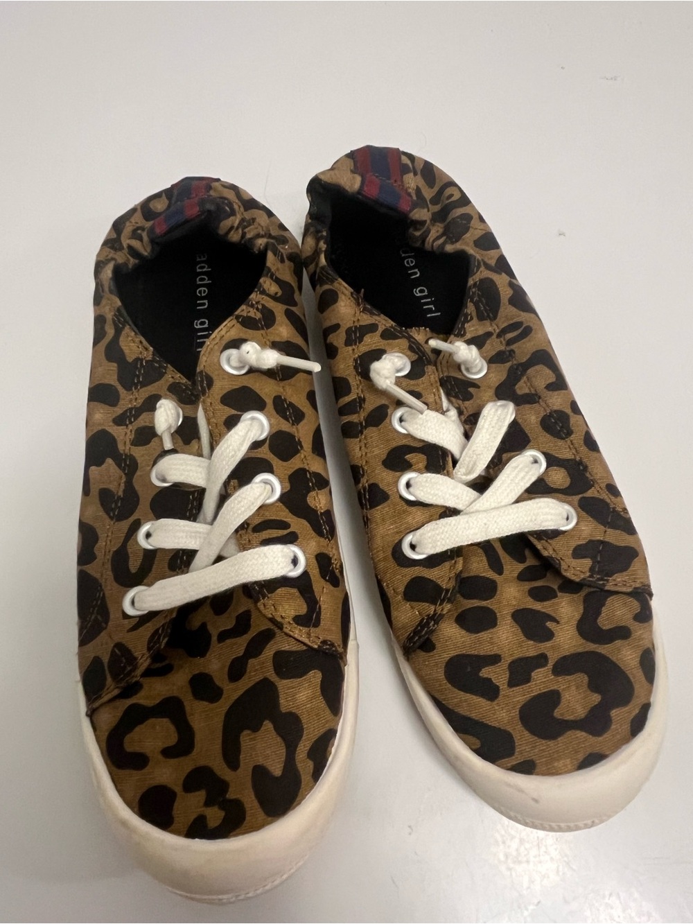 Leopard Print womens Sneakers with White Laces